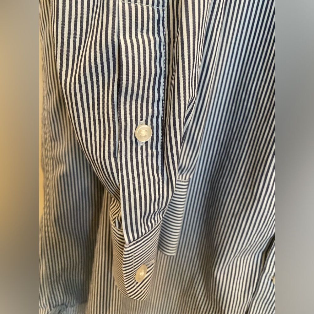 Gap Navy and White Striped Button Down Dress Shirt Men's Sz XL Tall - Picture 9 of 16